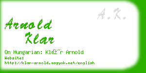 arnold klar business card